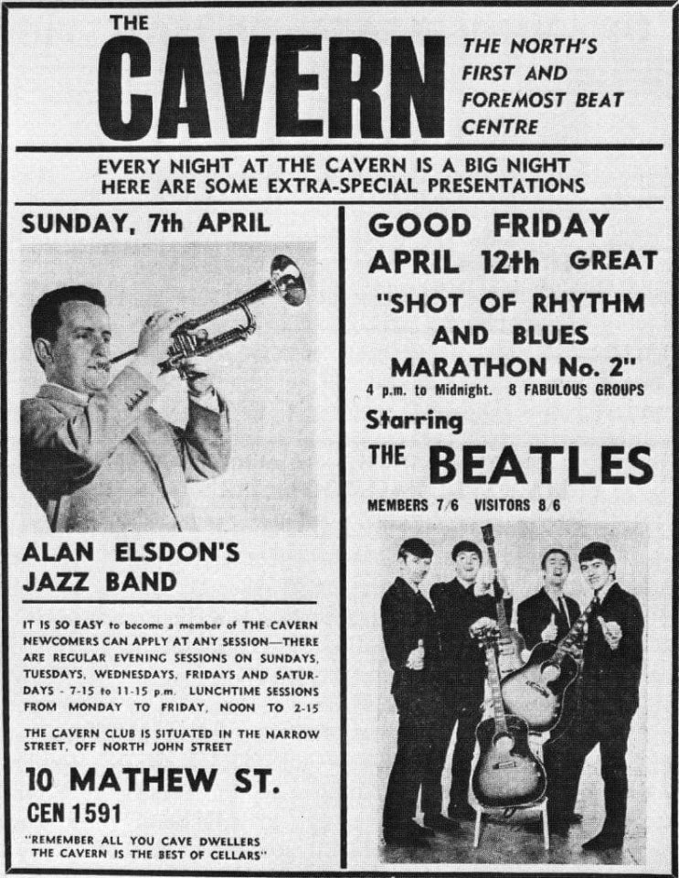 Poster for The Beatles' penultimate show at the Cavern Club, Liverpool, 12 April 1963