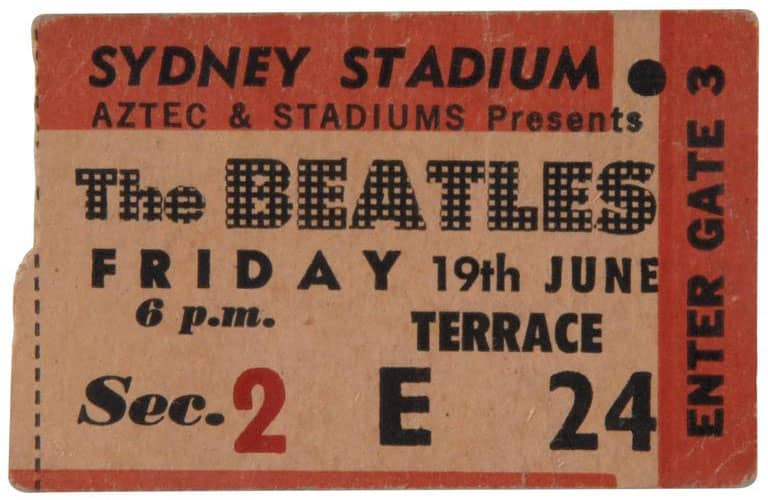 Ticket for The Beatles in Sydney, Australia, 19 June 1964