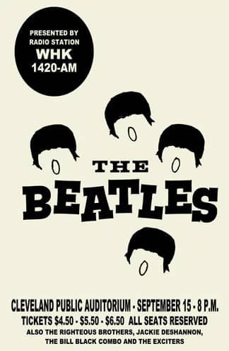 Poster for The Beatles in Cleveland, Ohio, 15 September 1964