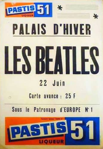 Poster for The Beatles at Palais d’Hiver, Lyon, France, 22 June 1965