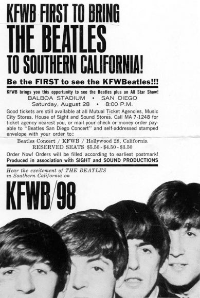 Poster for The Beatles in San Diego, 28 August 1965