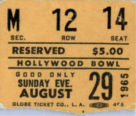 Ticket for The Beatles at the Hollywood Bowl, 29 August 1965