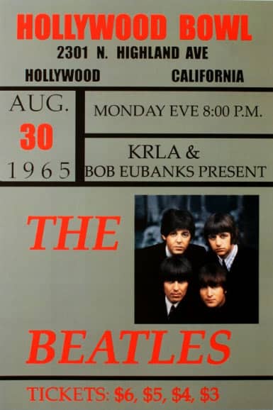 Poster for The Beatles at the Hollywood Bowl, 30 August 1965