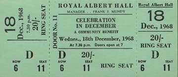 Ticket for John Lennon and Yoko Ono's Alchemical Wedding event, 18 December 1968