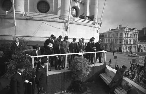 The Beatles at a civic reception in Auckland, New Zealand, 25 June 1964