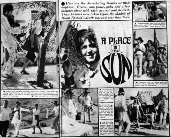 Feature on The Beatles' holiday in Greece, from Fab 208 magazine, 7 October 1967