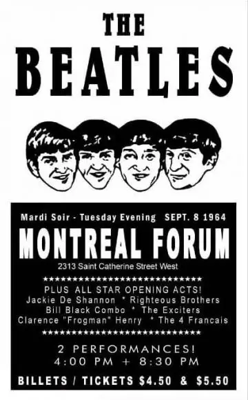 Poster for The Beatles at the Montreal Forum, 8 September 1964
