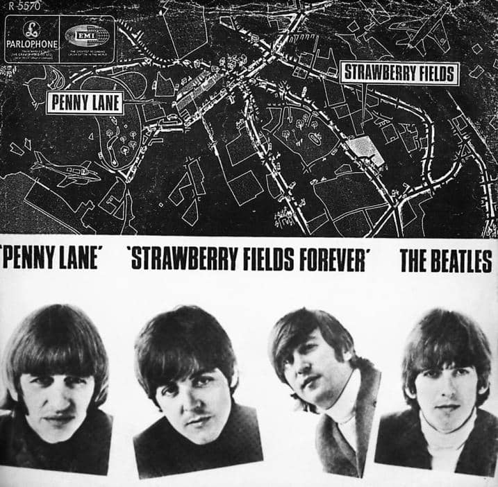 Penny Lane/Strawberry Fields Forever single artwork – Denmark