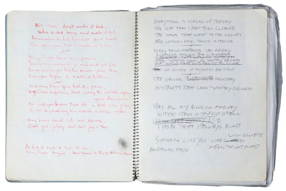 Paul McCartney's handwritten lyrics for Hey Jude