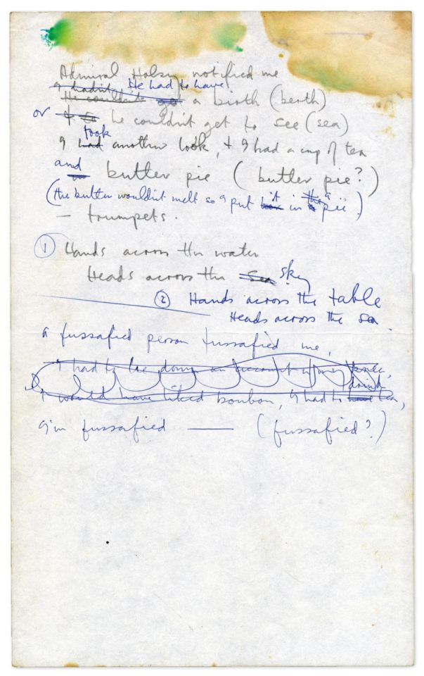 Paul McCartney's handwritten lyrics for Uncle Albert/Admiral Halsey