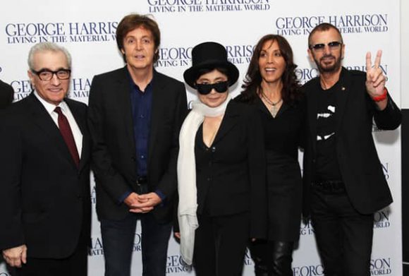 Martin Scorsese, Paul McCartney, Yoko Ono, Olivia Harrison and Ringo Starr at the premiere of George Harrison: Living In The Material World, 2 October 2011