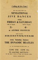 Poster for The Beatles at Liverpool's Aintree Institute, 1961