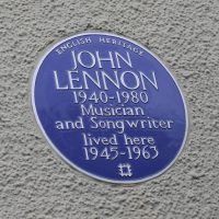 Plaque outside Mendips, 251 Menlove Avenue, Liverpool