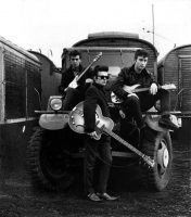 George Harrison, Stuart Sutcliffe and John Lennon in Hamburg, 1960