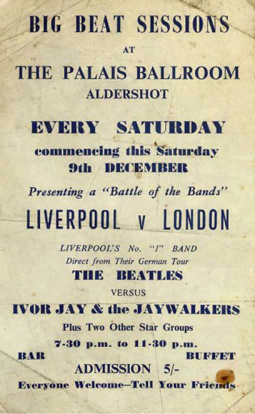 Poster for The Beatles at the Palais Ballroom, Aldershot, 9 December 1961