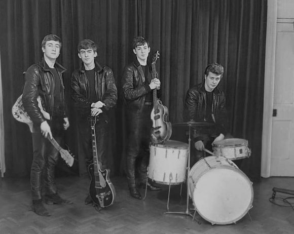The Beatles at their first photo session, 17 December 1961