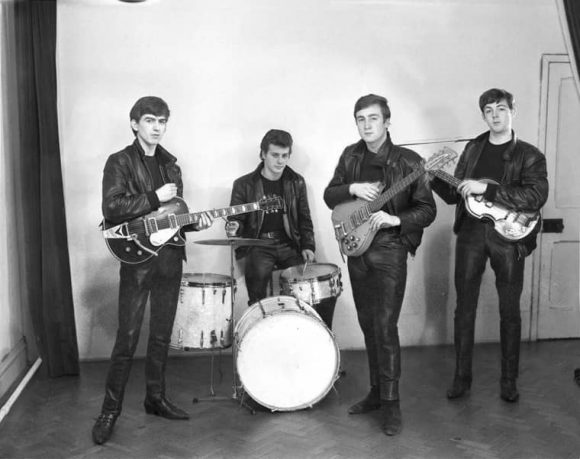 The Beatles at their first photo session, 17 December 1961