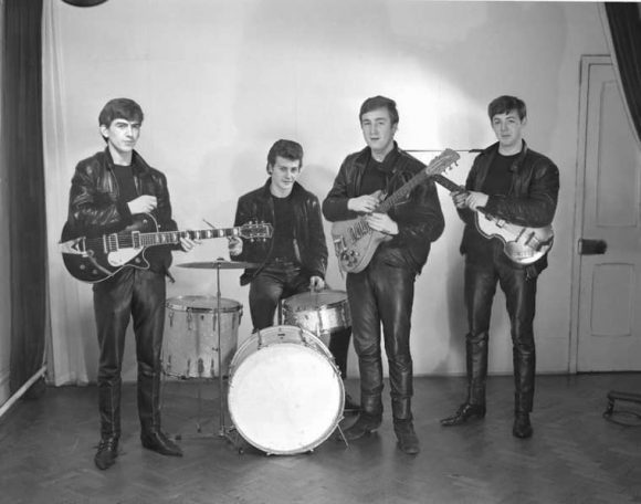 The Beatles at their first photo session, 17 December 1961