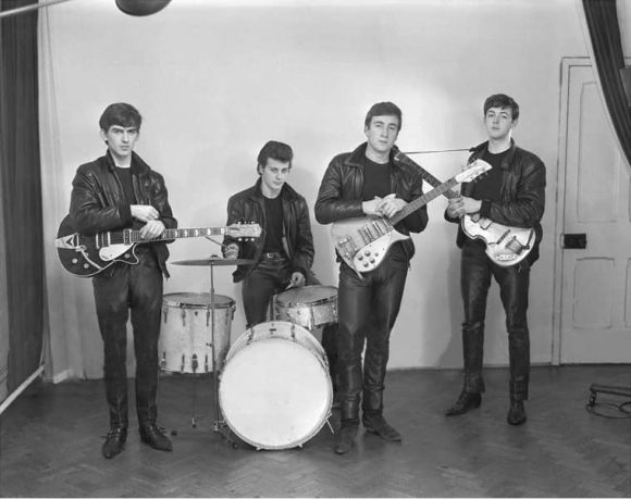 The Beatles at their first photo session, 17 December 1961