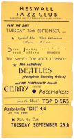 Poster for The Beatles at Heswall Jazz Club, 25 September 1962