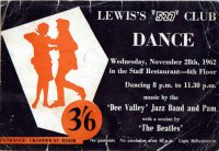 Ticket for The Beatles' concert at the 527 Club in Lewis's, Liverpool, 28 November 1962