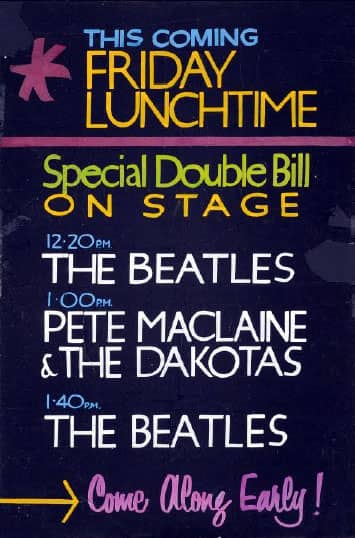 Poster for The Beatles' appearances at the Cavern Club, Liverpool on 30 November 1962