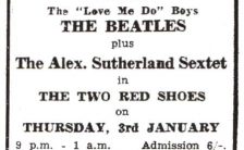 Advertisement for The Beatles at Two Red Shoes Ballroom, Elgin, Scotland, 3 January 1963