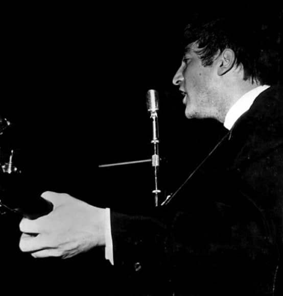 John Lennon onstage at Grafton Rooms, Liverpool, 10 January 1963