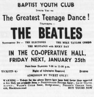 Advertisement for The Beatles at Co-operative Hall, Darwen, 25 January 1963