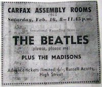 Ticket for The Beatles at Carfax Assembly Rooms, 16 February 1963