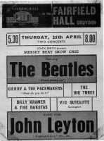 Poster for The Beatles at Fairfield Hall, Croydon, 25 April 1963