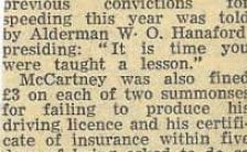 Newspaper report on Paul McCartney's driving ban, 26 August 1963