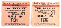 Ticket for The Beatles at the Gaumont Theatre, Ipswich, 31 October 1963