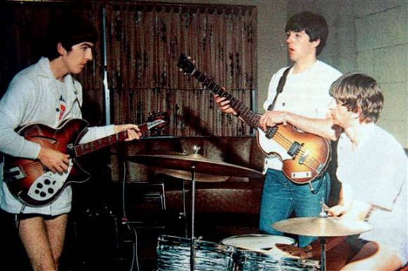 The Beatles rehearsing for their second Ed Sullivan Show, 15 February 1964