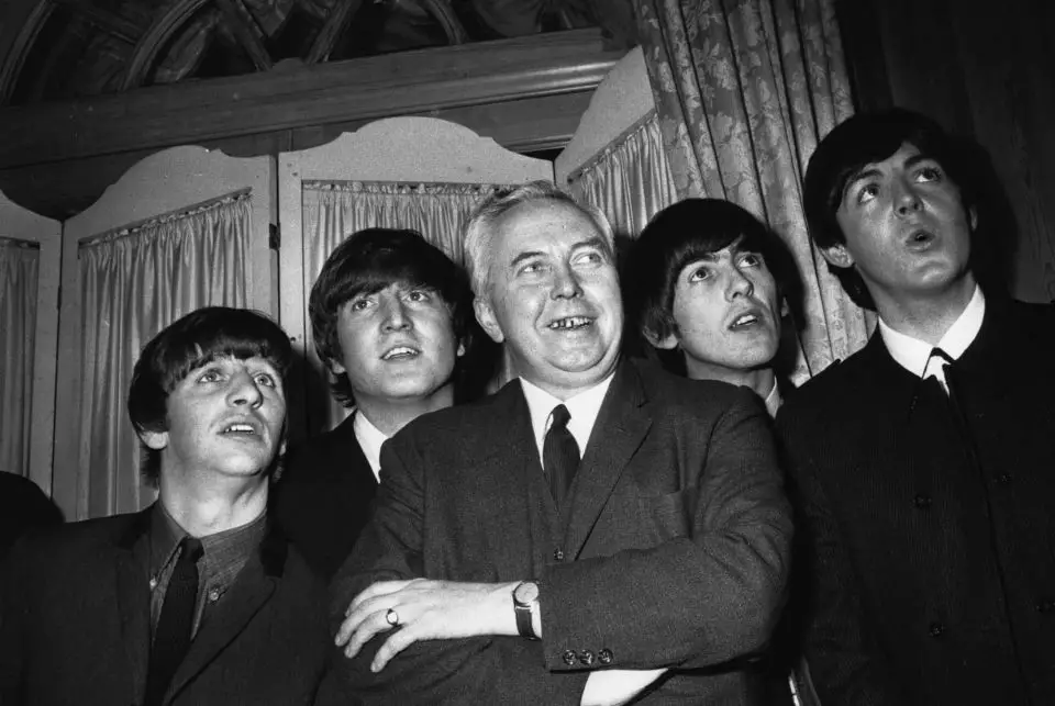 The Beatles with UK prime minister Harold Wilson, 19 March 1964