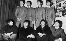 The Beatles with their Madame Tussaud's waxwork figures, London, 29 April 1964