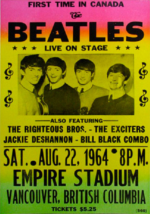 Poster for The Beatles live in Vancouver, Canada, 22 August 1964