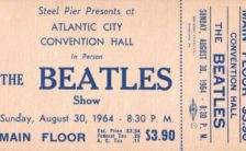 Ticket for The Beatles at Atlantic City Convention Hall, New Jersey, 30 August 1964