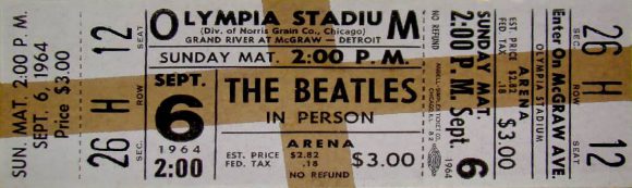 Ticket for The Beatles at Olympia Stadium, Detroit, 6 September 1964