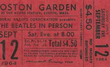 Ticket for The Beatles at the Boston Garden, Boston, 12 September 1964