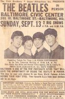 Advertisement for The Beatles in Baltimore, 13 September 1964