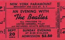 Ticket for The Beatles at the Paramount Theatre, New York City, 20 September 1964