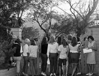 Beatles fans outside 2850 Benedict Canyon, Beverly Hills, Los Angeles