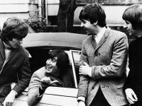 The Beatles on the day John Lennon passed his driving test, 15 February 1965