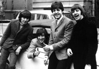 The Beatles on the day John Lennon passed his driving test, 15 February 1965