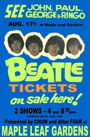 Poster for The Beatles at the Maple Leaf Gardens, Toronto, Canada, 17 August 1966