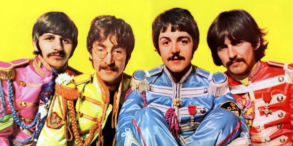 The Beatles in Sgt Pepper uniforms, 1967