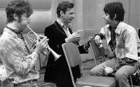 The Beatles with Brian Epstein, 25 June 1967 (photo: David Magnus)