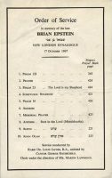 Order of service for Brian Epstein's memorial, 17 October 1967