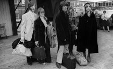 John and Cynthia Lennon, George and Pattie Harrison and Jenny Boyd fly to India, 15 February 1968